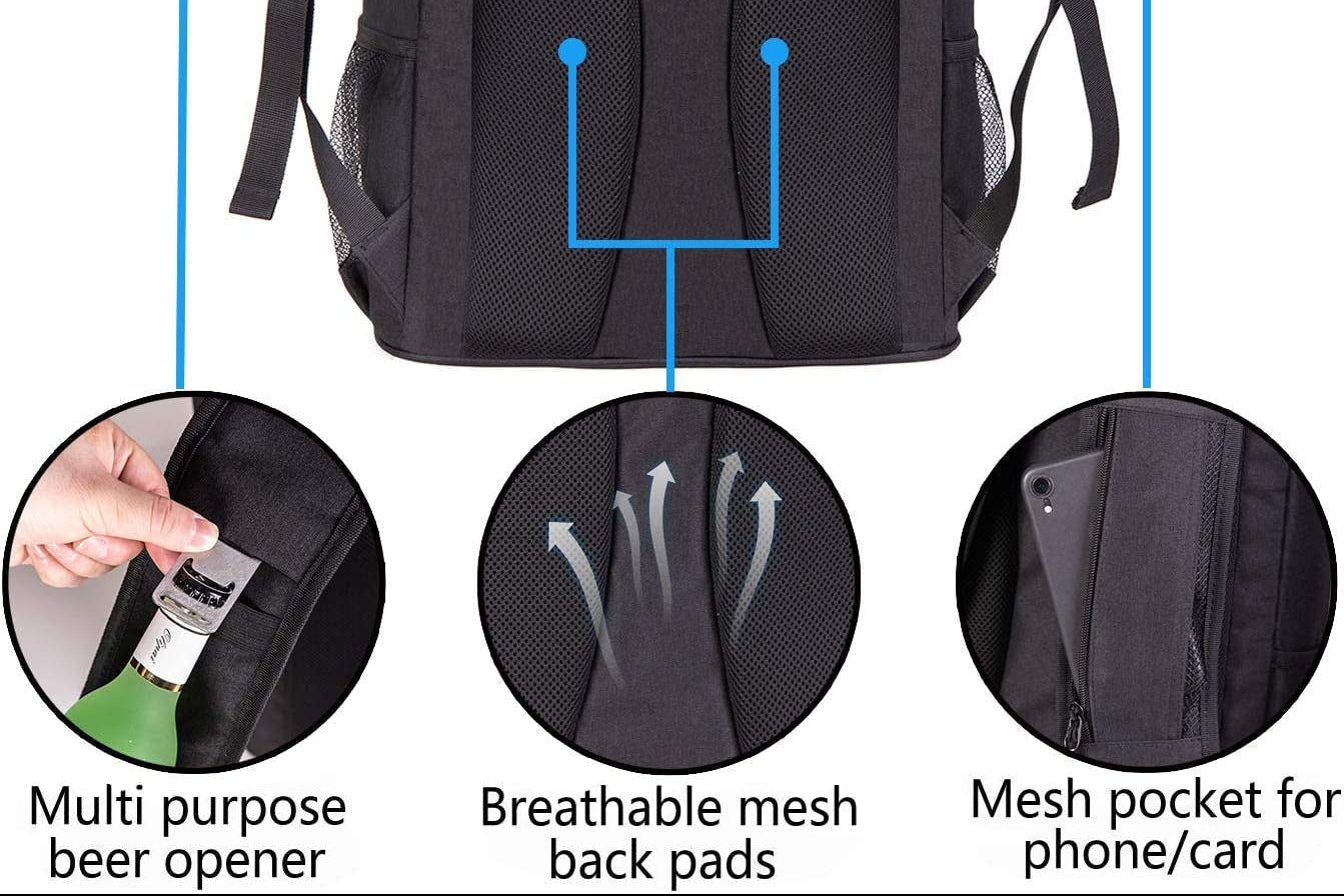 Backpack Cooler Leakproof Insulated Waterproof Backpack Cooler Bag, Lightweight Soft Beach Cooler Backpack for Men Women to Work Lunch Picnics Camping Hiking, 30 Cans